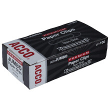 ACCO Jumbo Paper Clips  Non-Skid  Premium  Steel Wire  20 Sheet Capacity  Silver  1 Box of 100 Clips (A7072510)