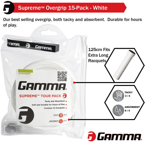 GAMMA AGSO10 Supreme Overgrip White  3 pack 1