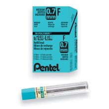 Pentel Super Hi-Polymer Lead Refill 0,7mm Medium F 144 Pieces of Lead (50-F) Harmaa