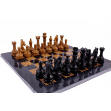 Ensemble d'checs en marbre radicaln 15 pouces jeu d'checs noir et dor la main - 1 planche d'checs et 32 ??pices d'chec