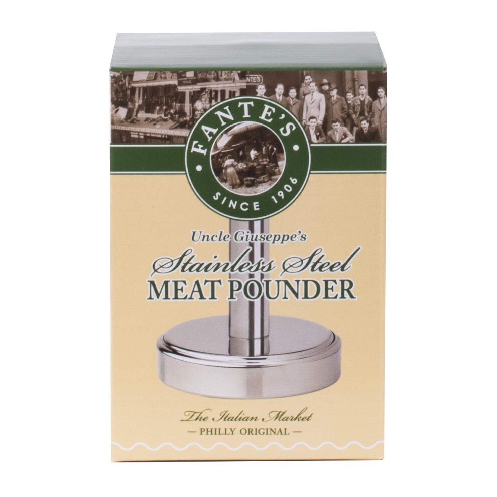 Machaca Para Carne Fantes De Acero Inoxidable De 5 Pulgadas De Alto Con Superficie De Golpeo De 3,25 Pulgadas. Original Del Mercado Italiano Desd-image