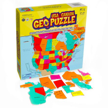 GeoToys GeoPuzzle  USA  Canada Shaped Jigsaw Puzzles  69 Pc Geography Puzzle  Geography Game  Map Puzzle  Jigsaw Puzzles Ages 6-7-8-9 Years Old