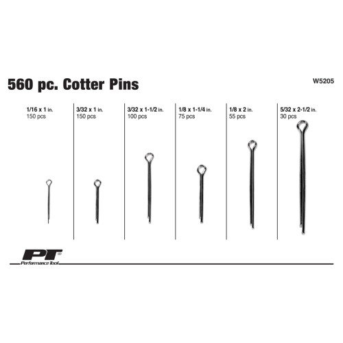 Performance Tool W5205 560pc Cotter Pin -sortiment 1