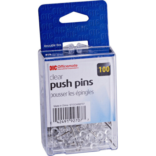 Charles Leonard Push Pins Clear 100-Pack (200-CL) 1