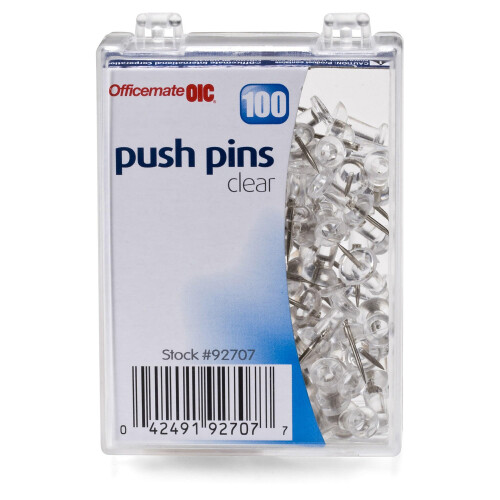 Charles Leonard Push Pins Clear 100-Pack (200-CL)