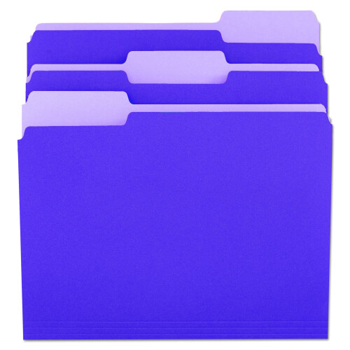 Universal Universal UNV10505 Deluxe Χρωματιστοί Φάκελοι Αρχείων με 1/3 Κοπή - Μωβ/Ανοιχτό Μωβ (100/Κουτί)