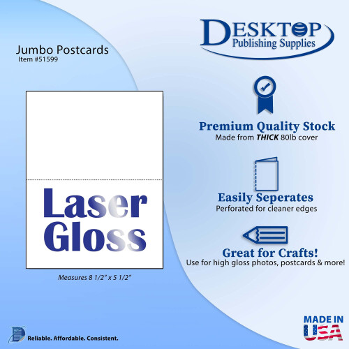 2-up Jumbo-Postkarten Laser Glossy - 100 Blatt / 200 Postkarten 1