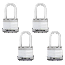Master Lock Silver Magnum Outdoor-Vorhngeschloss mit gleichschlieendem Schlssel, Torschlsser fr Auenzune oder Schuppen mit langem Bgel, 4er-P