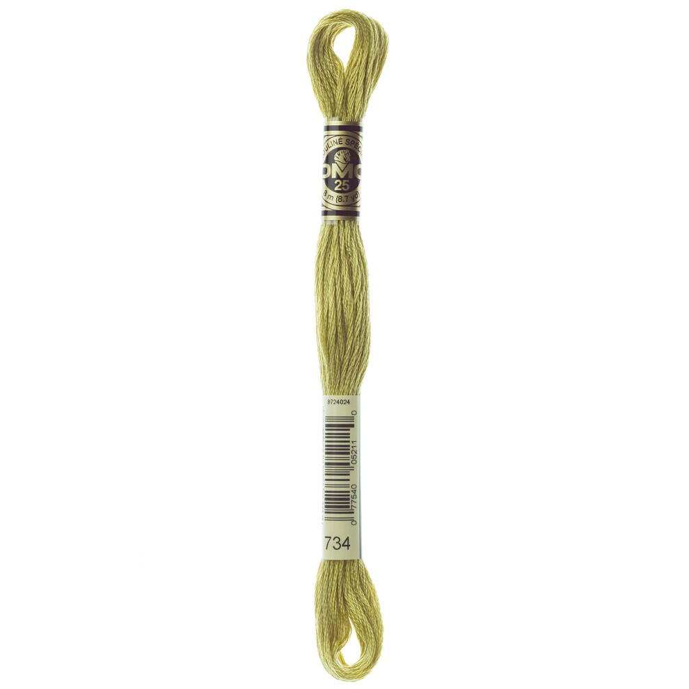 DMC 117-734 Six Strand Embroidery Cotton Floss  Light Olive Green  8.7-Yard