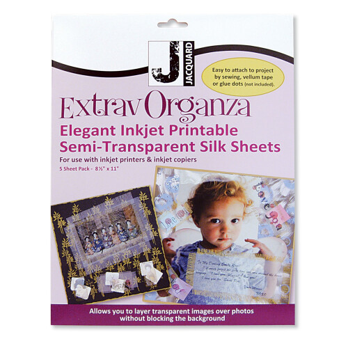 Jacquard Ink Jet Fabric 8.5 '' X 11 '' Silke Organza Sheets (5 Pack)