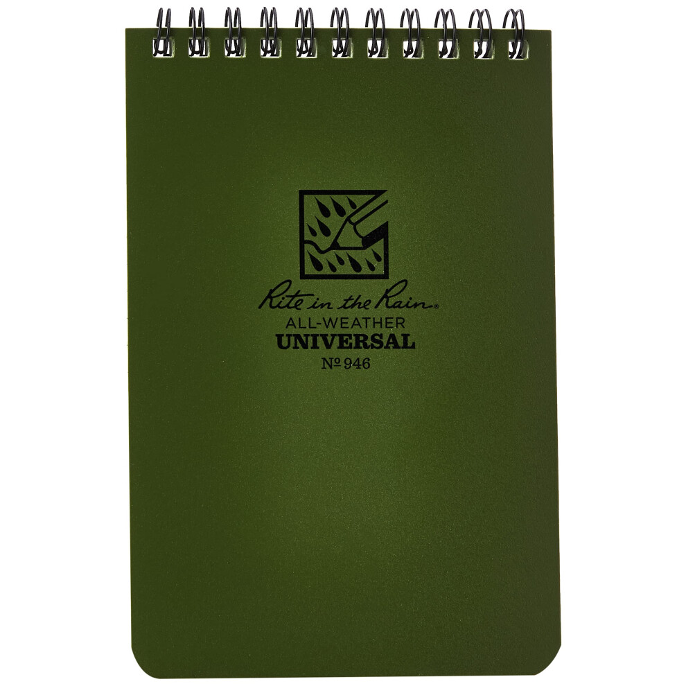 Notatnik Na Spirali Rite In The Rain, Odporny Na Warunki Atmosferyczne, 4"""" X 6"""", W Zielonej OkłAdce, Uniwersalny WzóR (Nr 946)-image