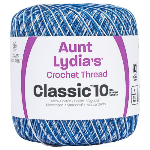 Coats Crochet Classic Crochet Thread 10 tons de azul