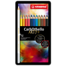 Krijt-pastelpotlood - STABILO CarbOthello - ARTY+ - Blik van 12 - Diverse kleuren