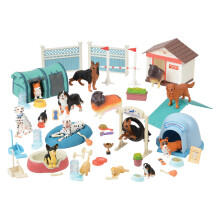 CP Toys Kids 51-osainen koirakoulun leikkisetti muovisilla koirahahmoilla, roolileikeill , el inleluilla koirilla, pennuilla ja tarvikkeilla laps