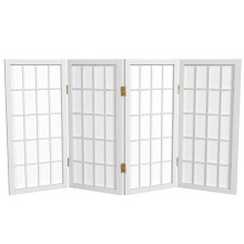 2 fot Shoji-skrm med kort skrivbordsfnster - Vit - 4 paneler