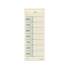 Adams Tijdkaarten Wekelijks dubbelzijdig overwerkformaat met benoemde dagen 3-3/8"""" x 9"""" Manila Groen/Rood Print 200 stuks (9791-200)