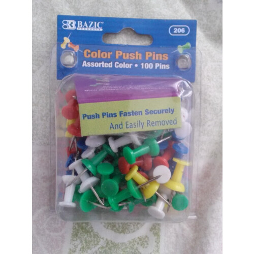 BAZIC Push Pins, 100 v balen
