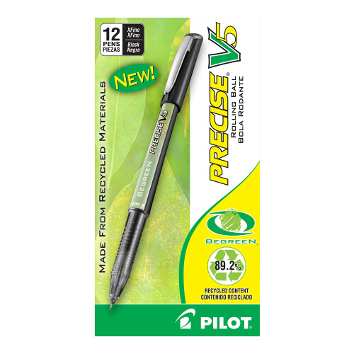 Pilot PILOT, Precise V5 BeGreen, Kappenroller, Extra Feine Spitze 0.5 mm, Schwarz, 12 Stück 1