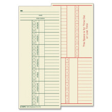 TOPS Urenkaarten, Wekelijks, Dubbelzijdig, Genoemde Dagen, 3-3/8" x 8-1/4", Manila, Groen/Rood Druk, 100-Stuks (12603)