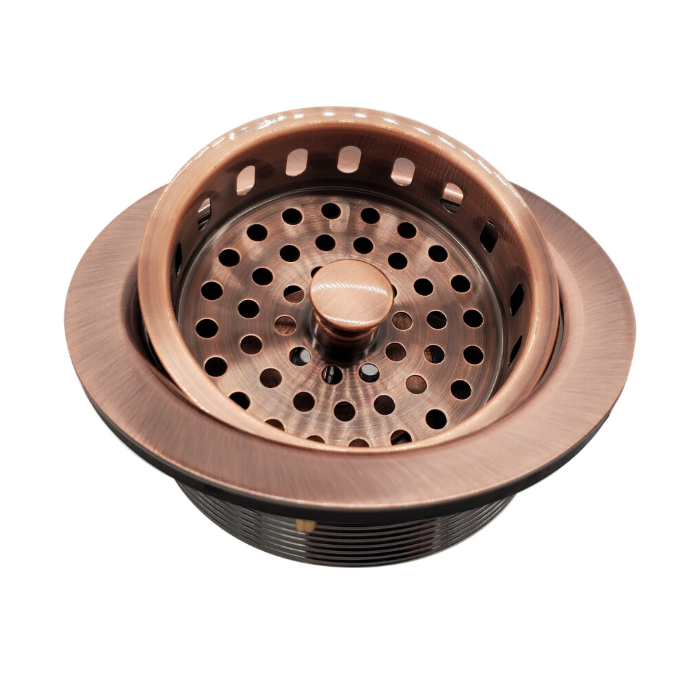 Westbrass D214-11 3-1/2"""""""" Post Style Large Kitchen Sink Basket Strainer 1-Pack Antique Copper 747028214117