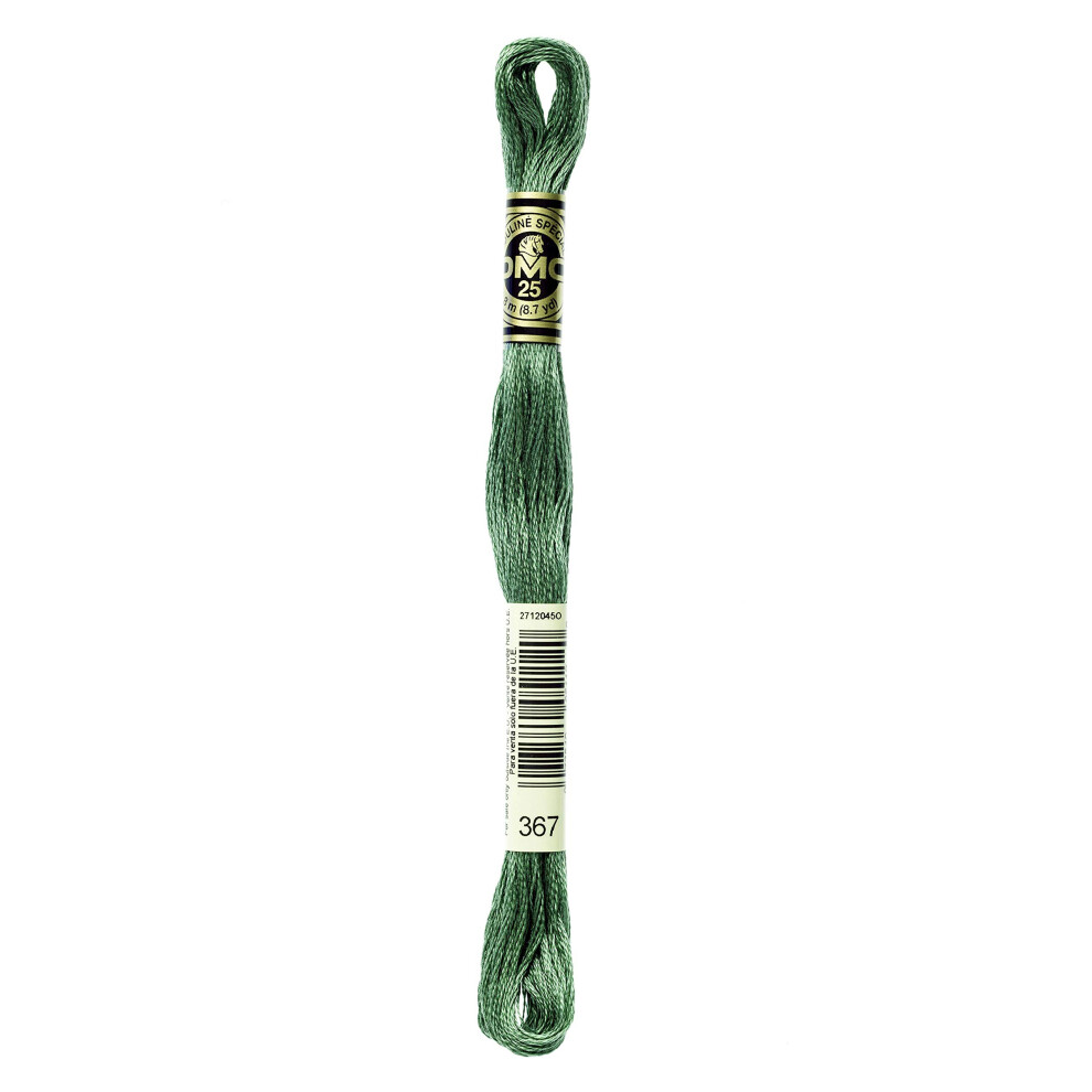 Fil     broder six brins en coton moulin    DMC 117-367, vert pistache fonc   , 8,7 m