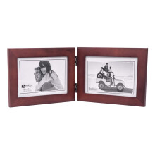 Malden Double Horizontal 4x6 Picture Frame - Wide Real Wood Molding Real Glass - Dark Walnut