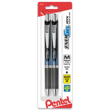 Pentel EnerGel Deluxe RTX intrekbare vloeibare gelpen met 0,7 mm naaldpunt, zwarte inkt, 2-pack (BLN77BP2A)