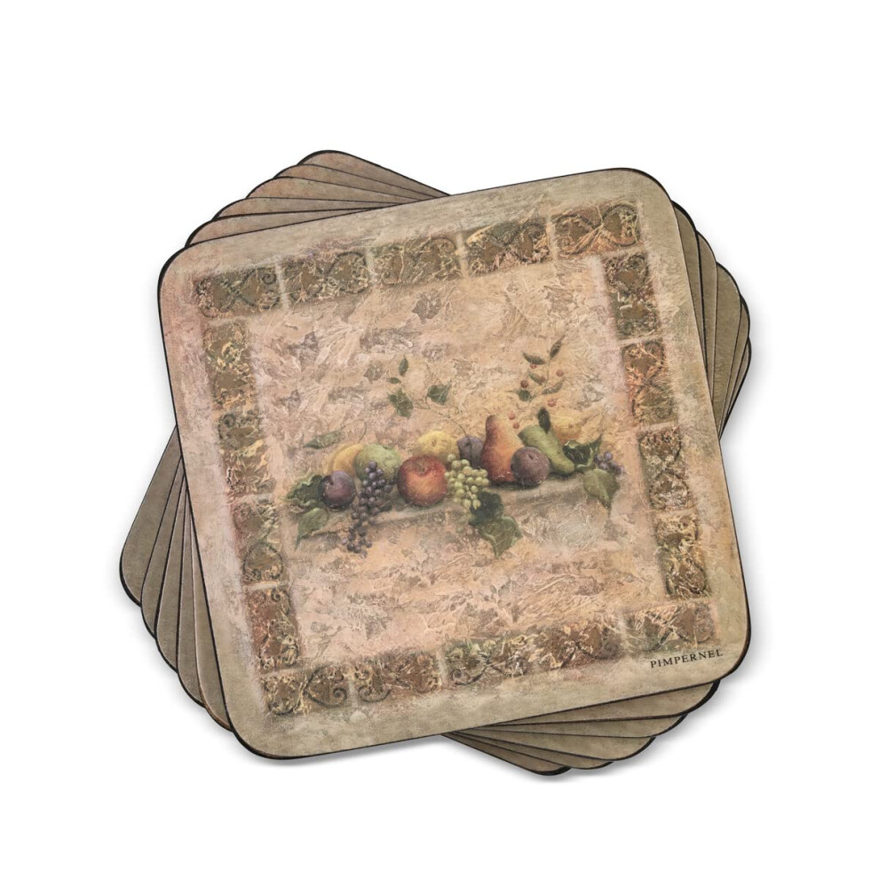 Pimpernel Tuscan Palette Collection Coasters | Set of 6 | Cork Backed Board | Heat and Stain Resistant | Drinks Coaster for Tabletop Protection | Meas