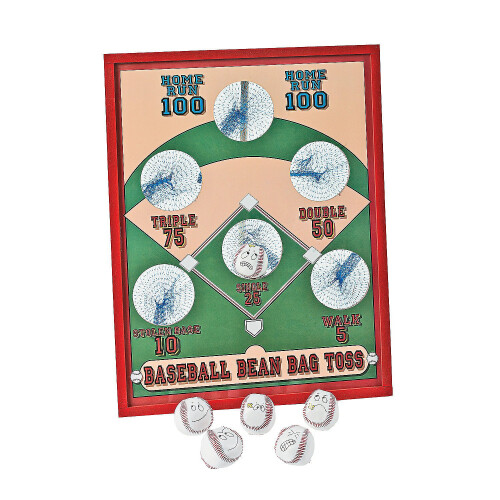 Jeu de lancer de sacs de fèves de baseball - planche en bois avec 5 sacs