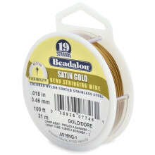 Beadalon 19-Strand Bead Stringing Wire 0.018-Inch Satin Gold 100-Feet