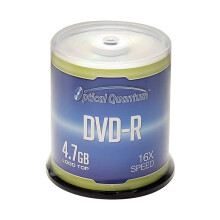 Disco ottico Quantum DVD-R 4,7 GB 16x Logo Top Media Disc - 100 dischi Cake Box (FFP) DVD vergini per la masterizzazione di dischi DVD scrivibili