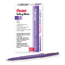 Pentel Rolling Writer Pen 0,4 mm kussenbalpunt violette inkt, doos van 12 (R100-V)