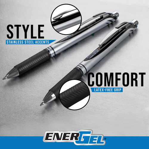 Pentel Pentel EnerGel RTX Στυλό Gel, 0.7mm Μεταλλική Μύτη, Πράσινο Μελάνι, 12 Τεμάχια 2
