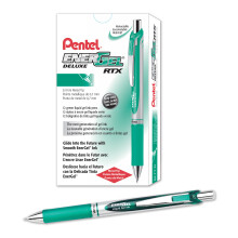 Pentel EnerGel RTX Gel Ink Pen 0,7 Millimeter Metalen Punt Groene Inkt 1 Stuk (BL77-D) Doos van 12