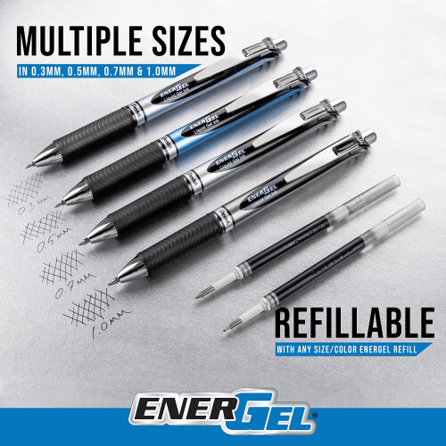 Pentel Pentel EnerGel RTX Στυλό Gel, 0.7mm Μεταλλική Μύτη, Πράσινο Μελάνι, 12 Τεμάχια 1