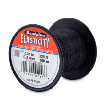 Beadalon Elasticity Stretch Cord 0.5 mm / .020 in Black 100 m / 328 ft