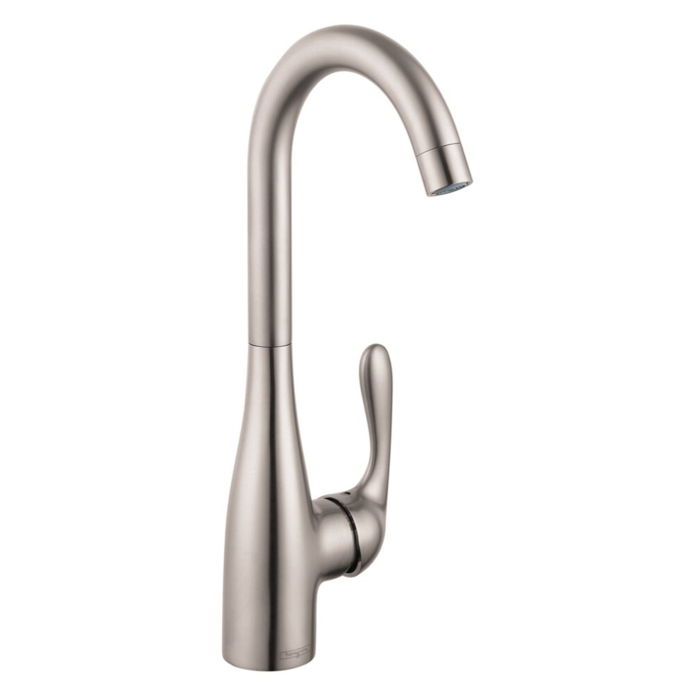 hansgrohe Allegro E Stainless Steel Bar Kitchen Faucet  Bar Sink Faucet Single Hole  Faucet for Kitchen Sink  Stainless Steel Optic 14801801