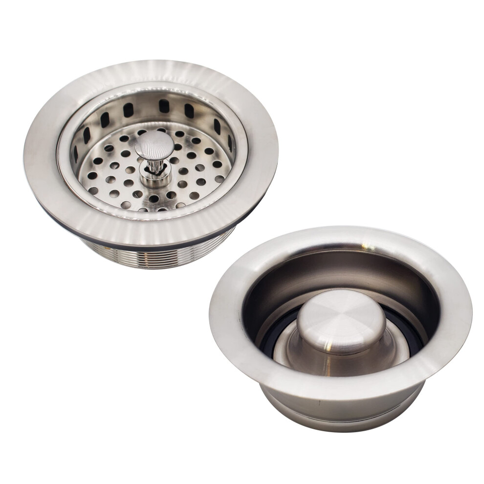 Westbrass D2165-07 Post Style Large Kitchen Basket Strainer With Waste Disposal Flange And Stopper Satin Nickel 747028265072