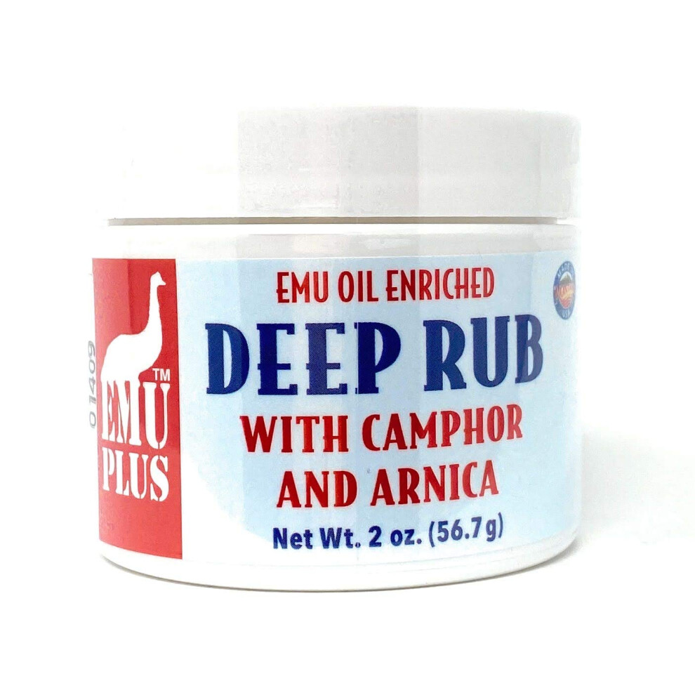Montana Emu Ranch - Emuplus Deep Rub With Camphor And Arnica 2 Ounce Jar - Made With 100% Pure Emu Oil - Formulated For Older Active Athletes