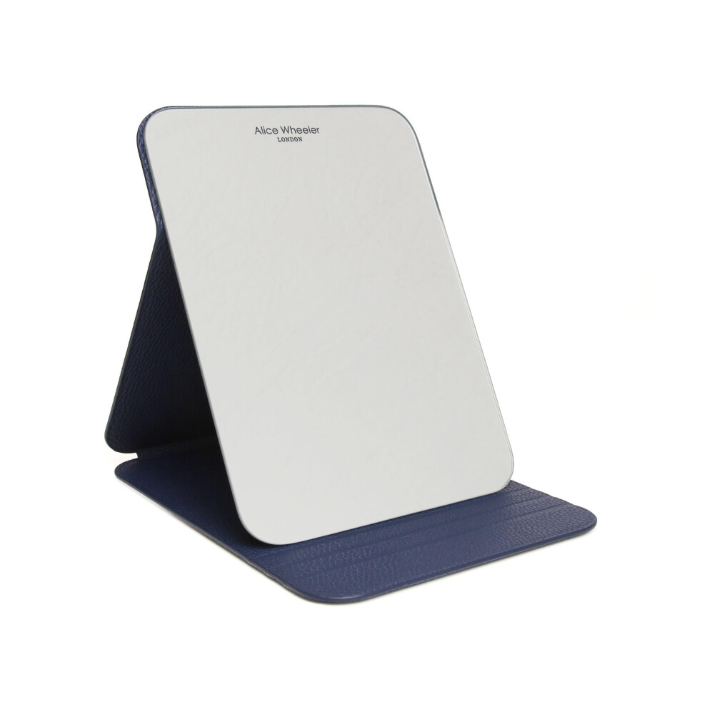 Alice Wheeler (Navy) Vegan Leather Boxed Folding Travel Vanity Mirror