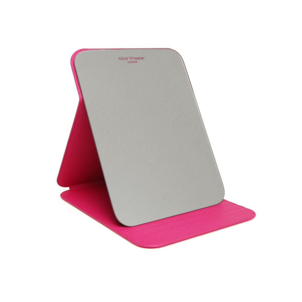 Alice Wheeler Pink (Hot ) Vegan Leather Boxed Folding Travel Vanity Mirror