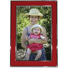 Lawrence Frames Silver Plated Metal with Red Enamel Picture Frame Red 5x7
