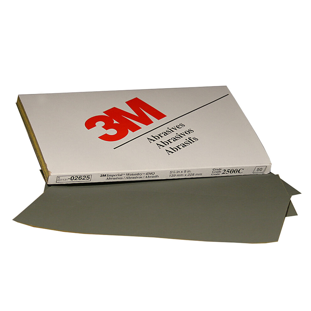 3M Wetordry Abrasive Sheet  02625  2500  heavy duty  5 1/2 in x 9 in  50 sheets per carton