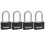 Master Lock Κλειδαριά Master Lock Αλουμινίου με Κλειδί, 141QLF, 4 Πακέτο με Κλειδιά Ιδίων, Μαύρη 1