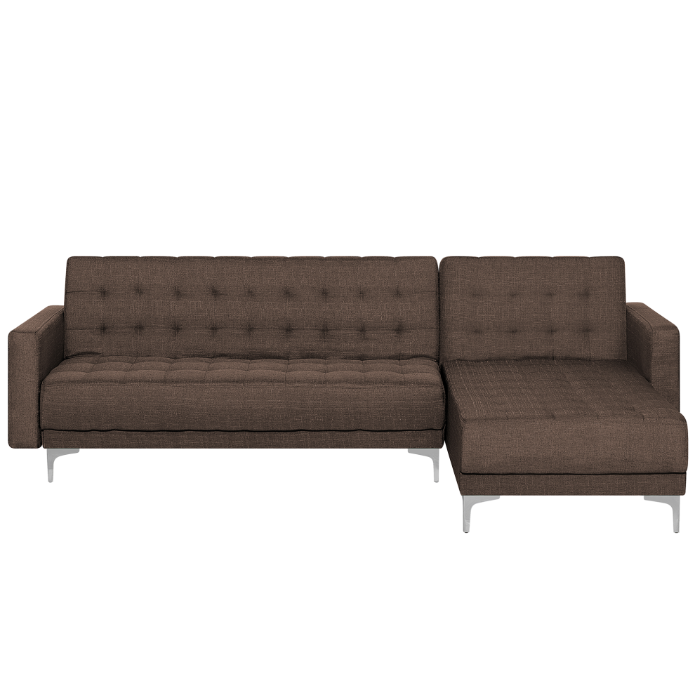 Left Hand Fabric Corner Sofa Dark Brown ABERDEEN