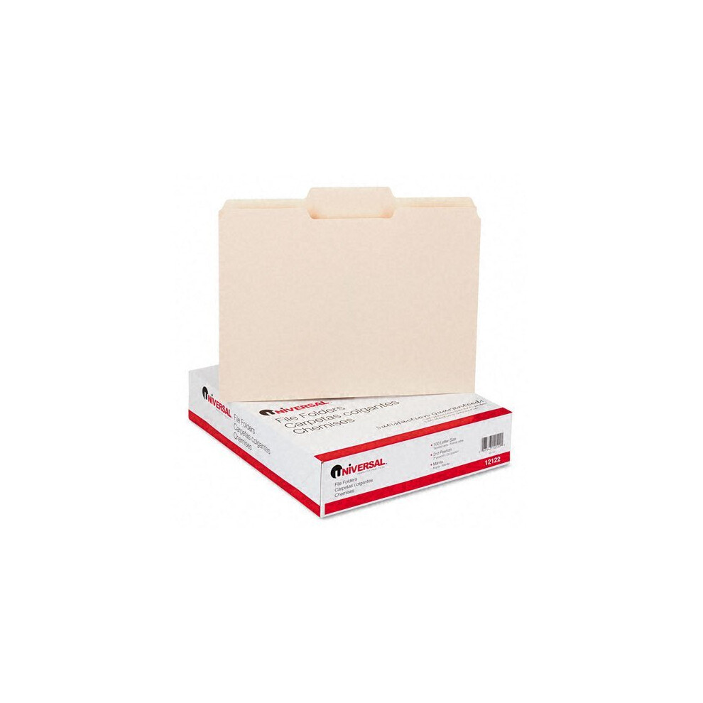 Universal - File Folders  1/3 Cut 2nd Position  One-Ply Top Tab  Letter  Manila  100/Box - Pack of 8