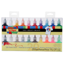 Bulk Buy: Scribbles Shiny 3D Paint - Pack of 20 Ultra Bright  Nontoxic & Permanent Dimensional Paints for Fabrics  T-shirts  Backpacks  Posters  Glass