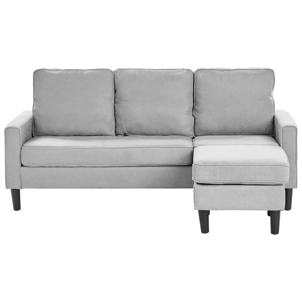 Sofa AVESTA Fabric Light Grey with Ottoman 3 Seater