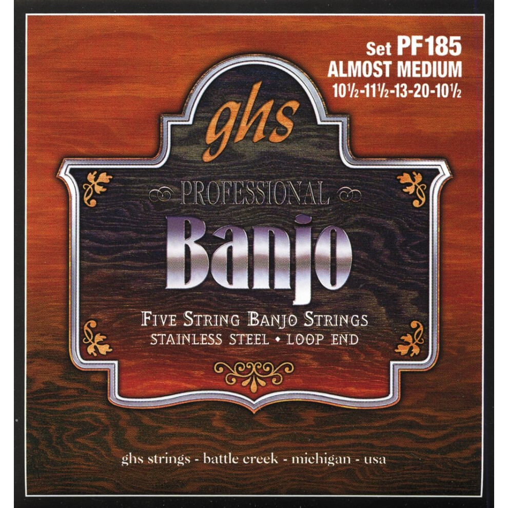 Ghs Pf 185 Banjo Almost Medium Stainless Steel 5-String Loop End-image
