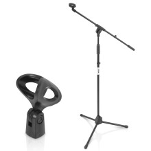 Supporto per microfono a treppiede pieghevole Pyle - Supporto universale per microfono e altezza regolabile da 37,5'' a 65,0'' pollici con bracci